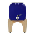 Porcelain Ceramic Crock Water Dispenser with Wood Stand and Stainless Steel Faucet D675