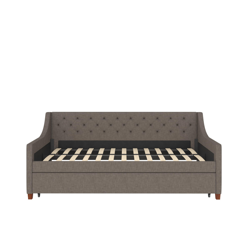 Grey Linen Twin over Twin Upholstered Daybed and Trundle Y887885