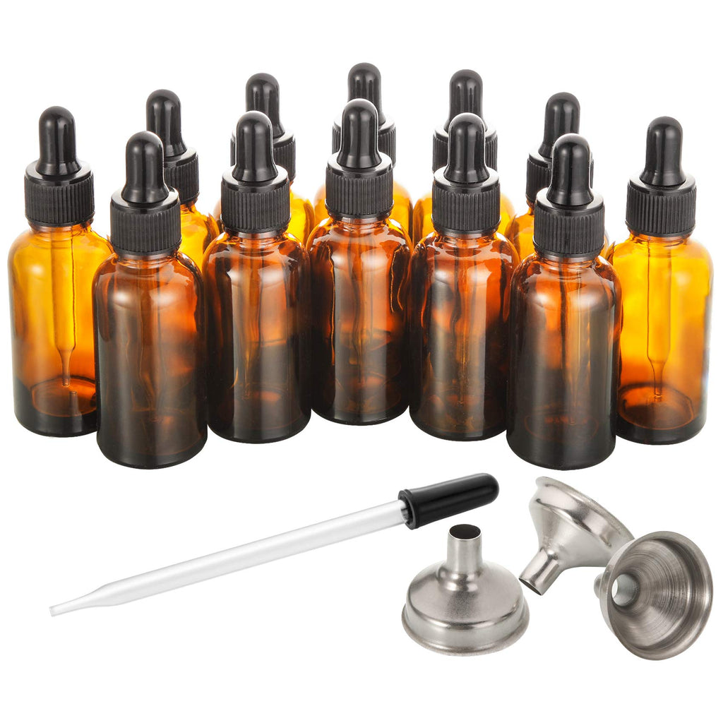 2 oz Amber Glass Dropper Bottle with Funnels R8948