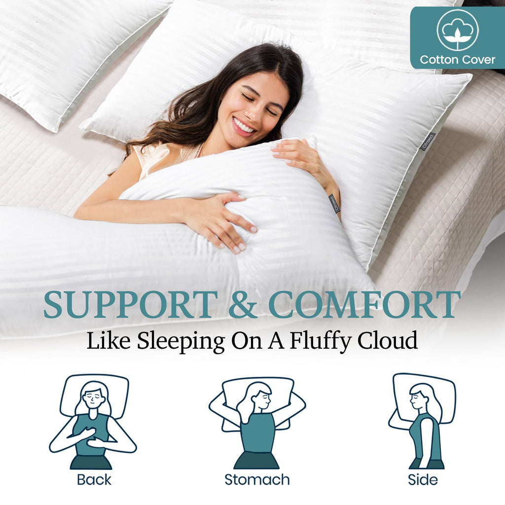 King Size Down Alternative Pillows Set of 2 Cotton Cover 20"x36" E193027
