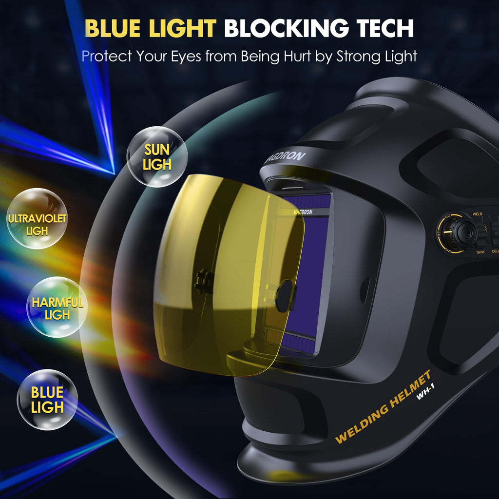 Auto Darkening Welding Helmet Large View True Color 4 Arc Sensor Solar/Battery Powered Z57956