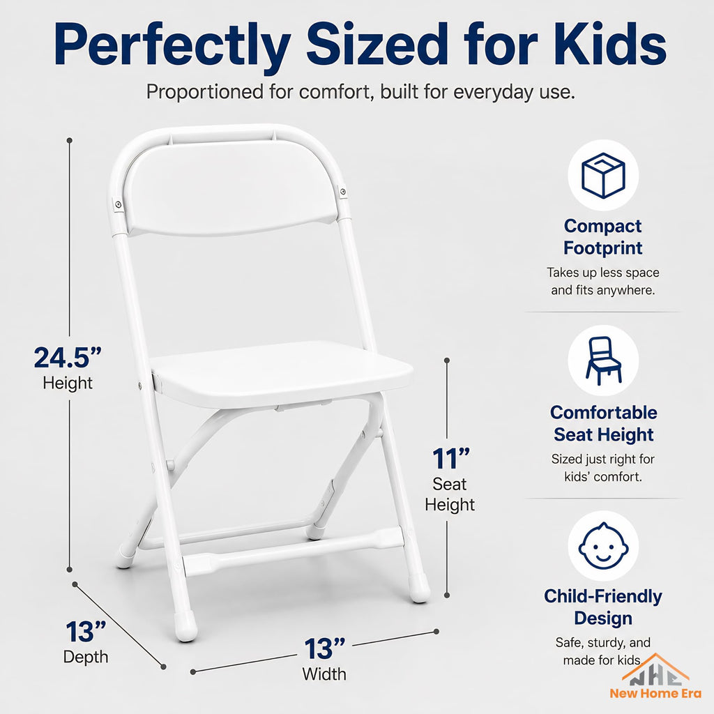 White Kids Plastic Folding Chair with Steel Frame J48320