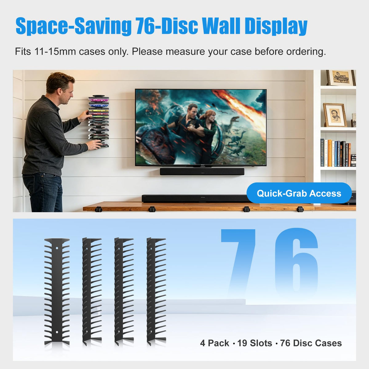 4 Pack Wall Mount Metal DVD Shelf R14052