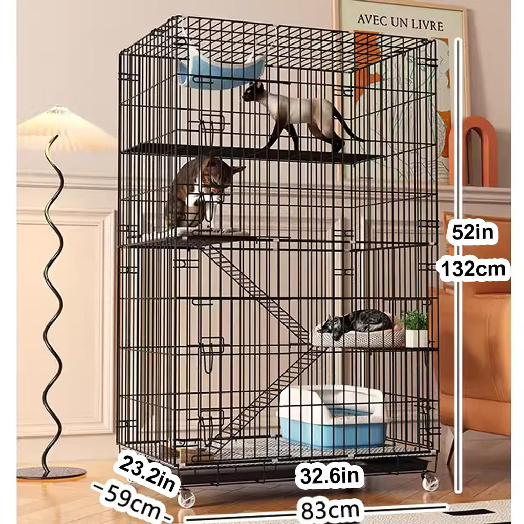 4-Tier Cat Cage with Wheels I737232
