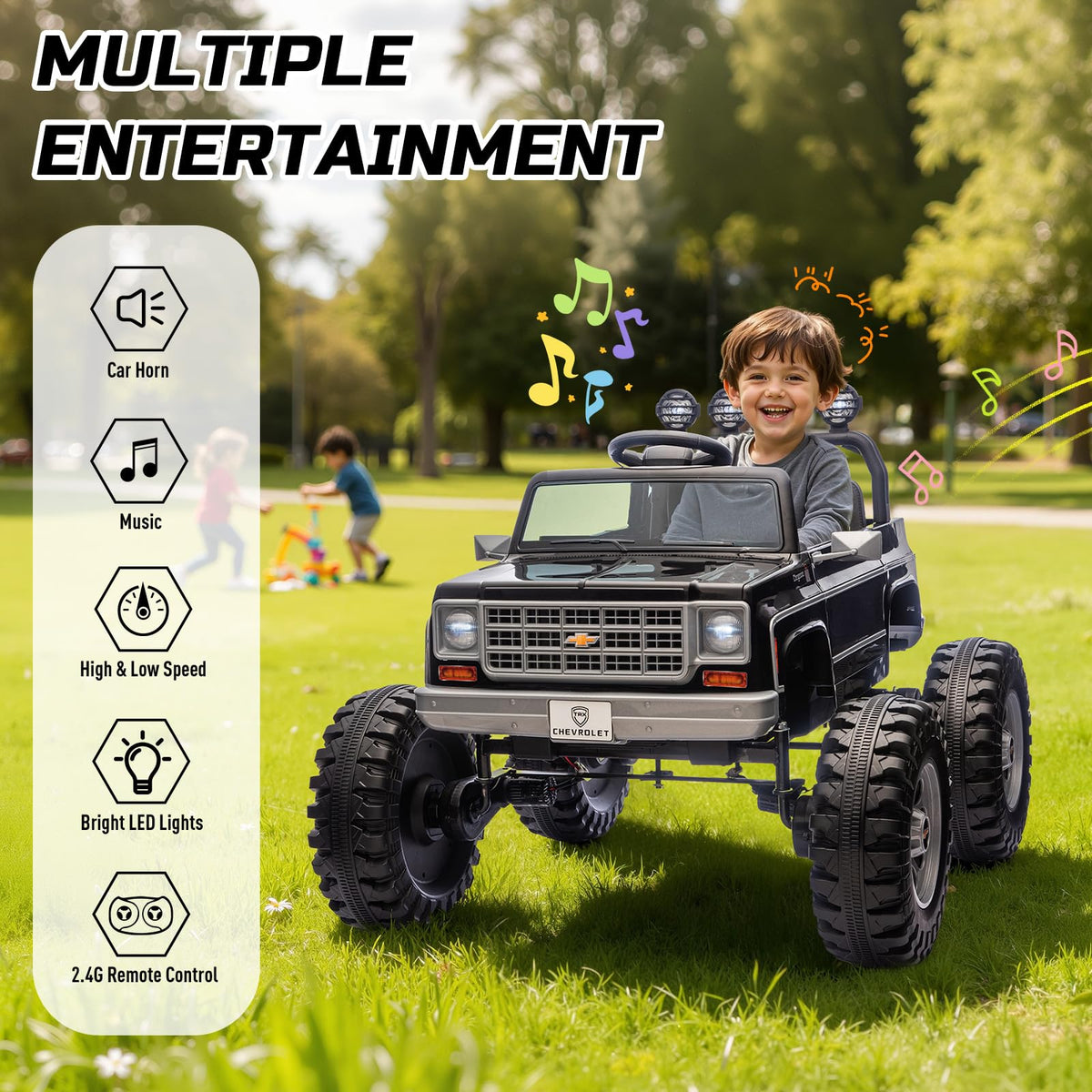 24V Ride on Truck with Remote Control, Black Y5860
