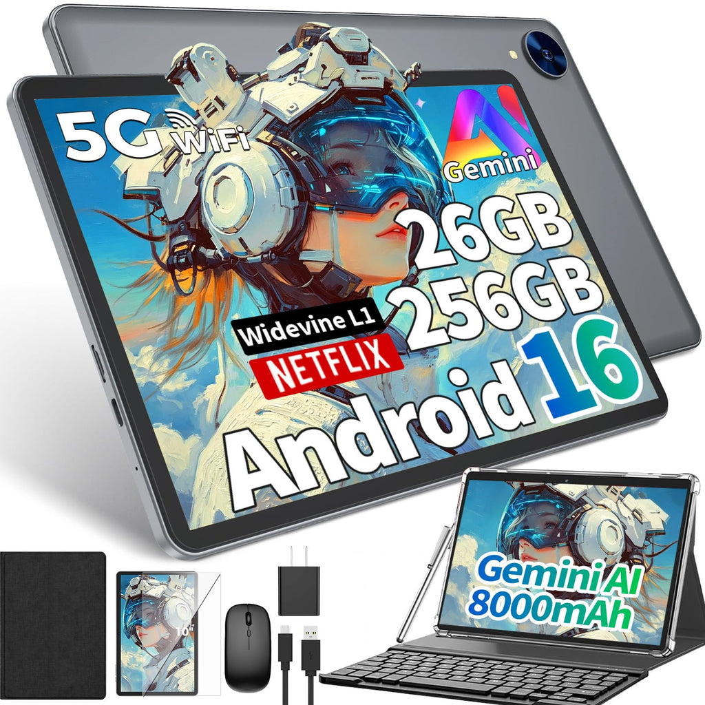 10 inch Android 16 Tablet with Black Case G345