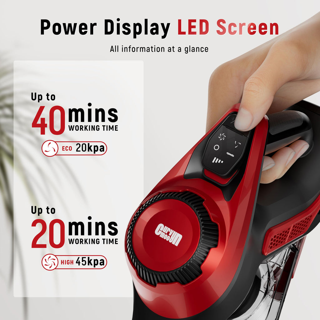 Cordless Stick Vacuum 45Kpa 1.5L Lightweight Handheld Vacuum F859