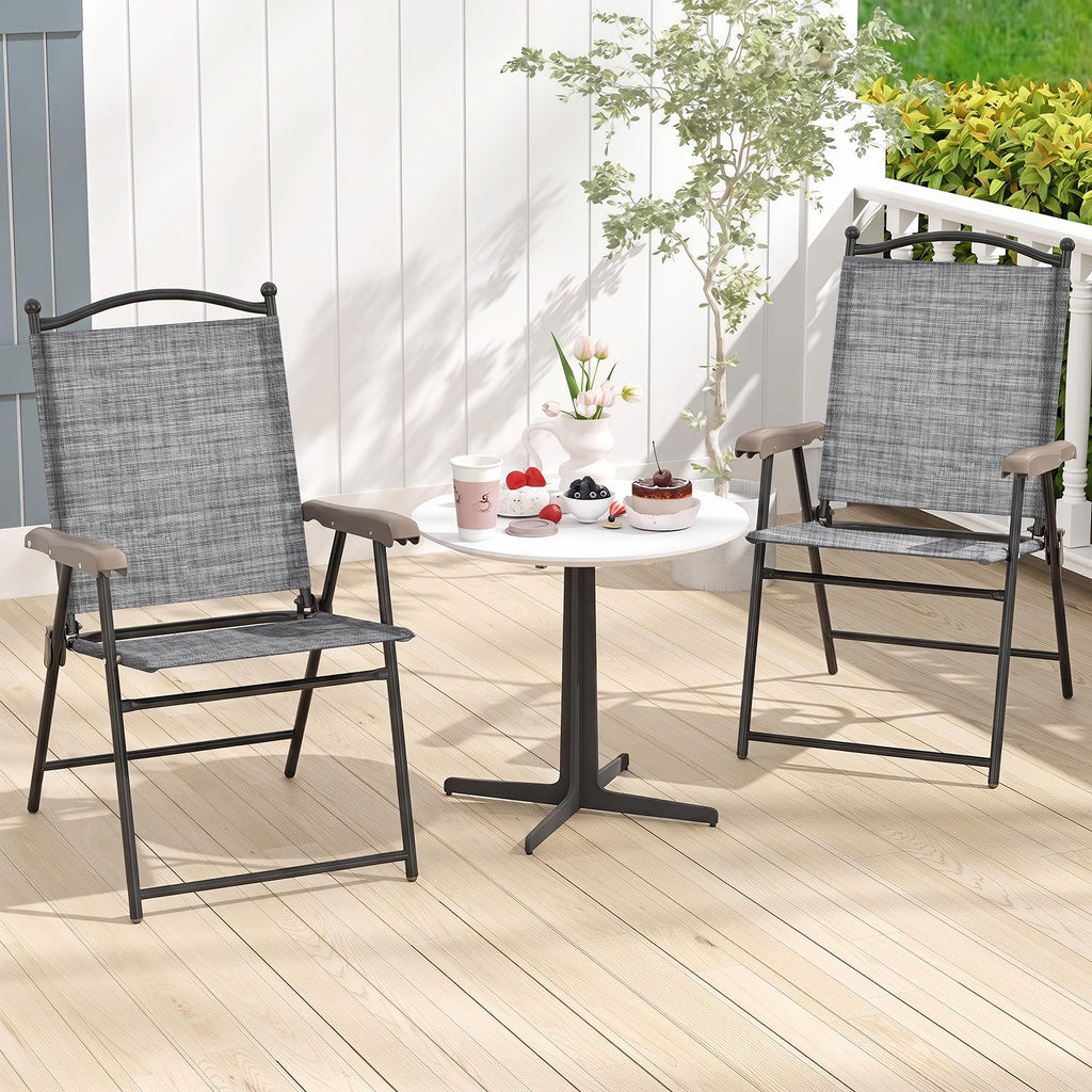 Set of 2 Grey Patio Folding Chairs L10869