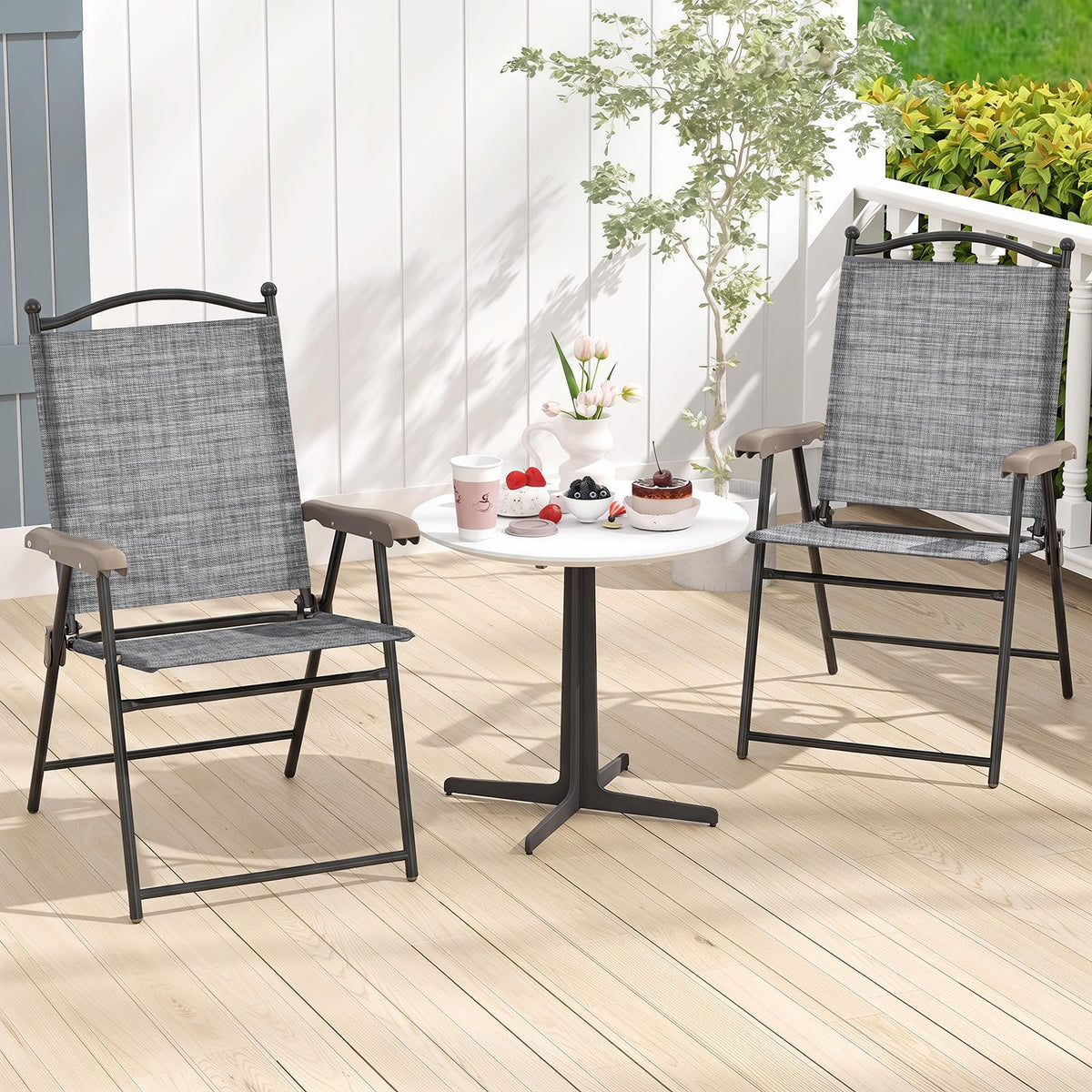 Set of 2 Grey Patio Folding Chairs L10869