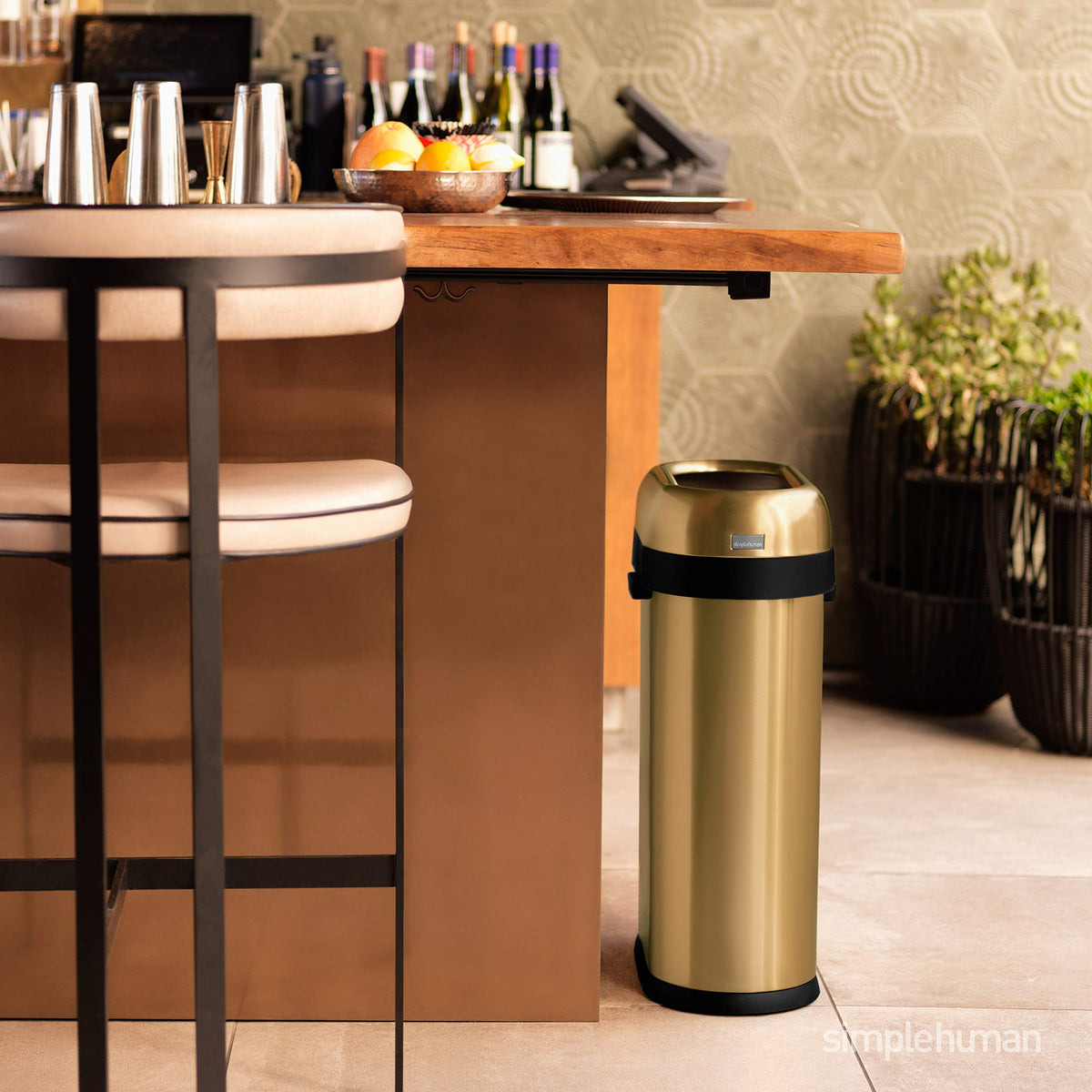 50 Liter Brushed Stainless Steel Open Top Trash Can X735