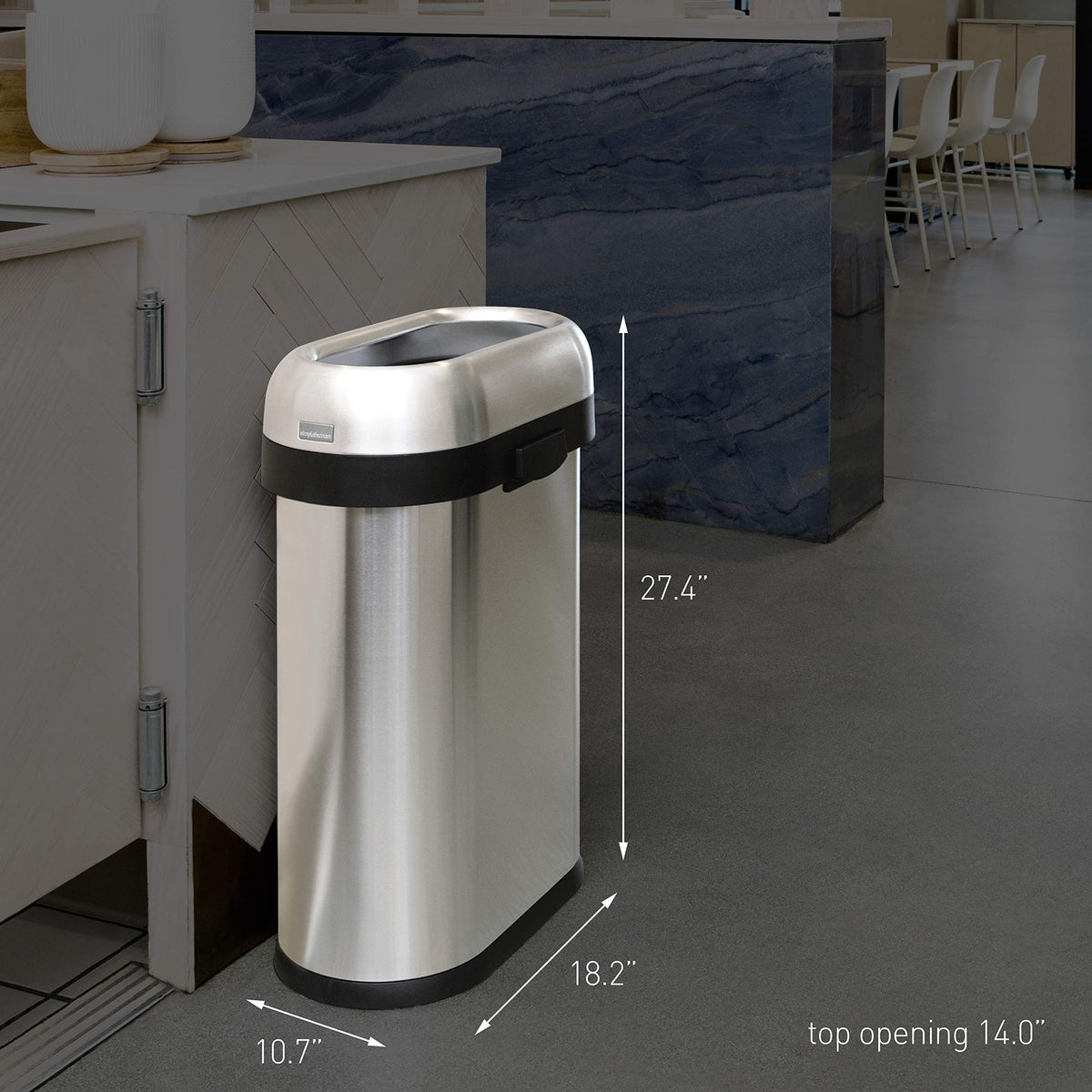 50 Liter Brushed Stainless Steel Open Top Trash Can X735