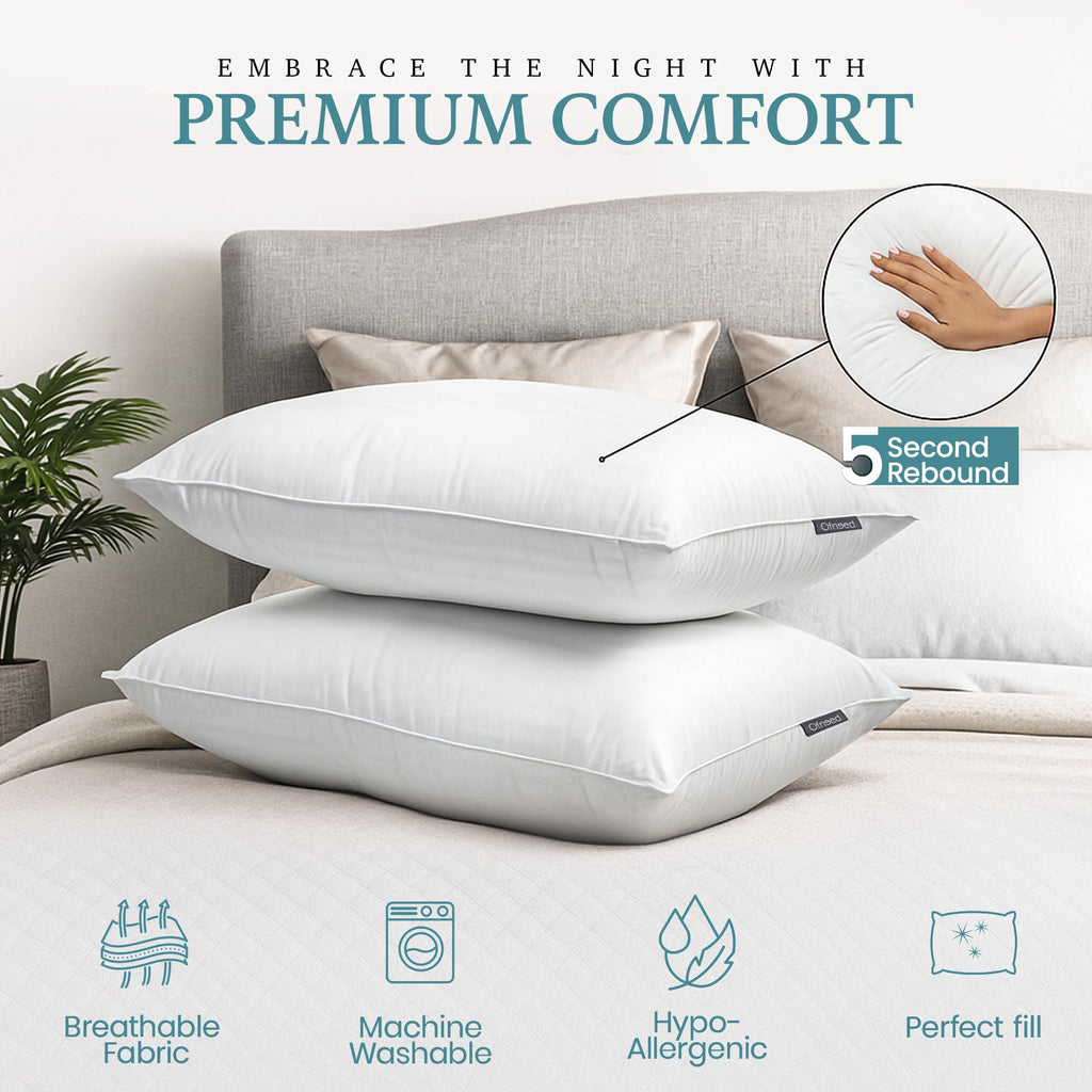 King Size Down Alternative Pillows Set of 2 Cotton Cover 20"x36" E193027