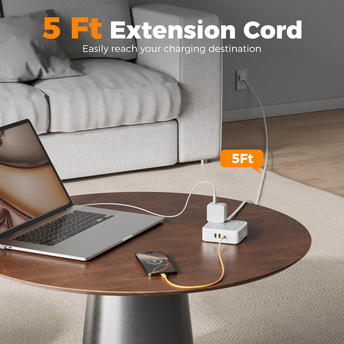 Grey 5 Ft Surge Protector Power Strip S262