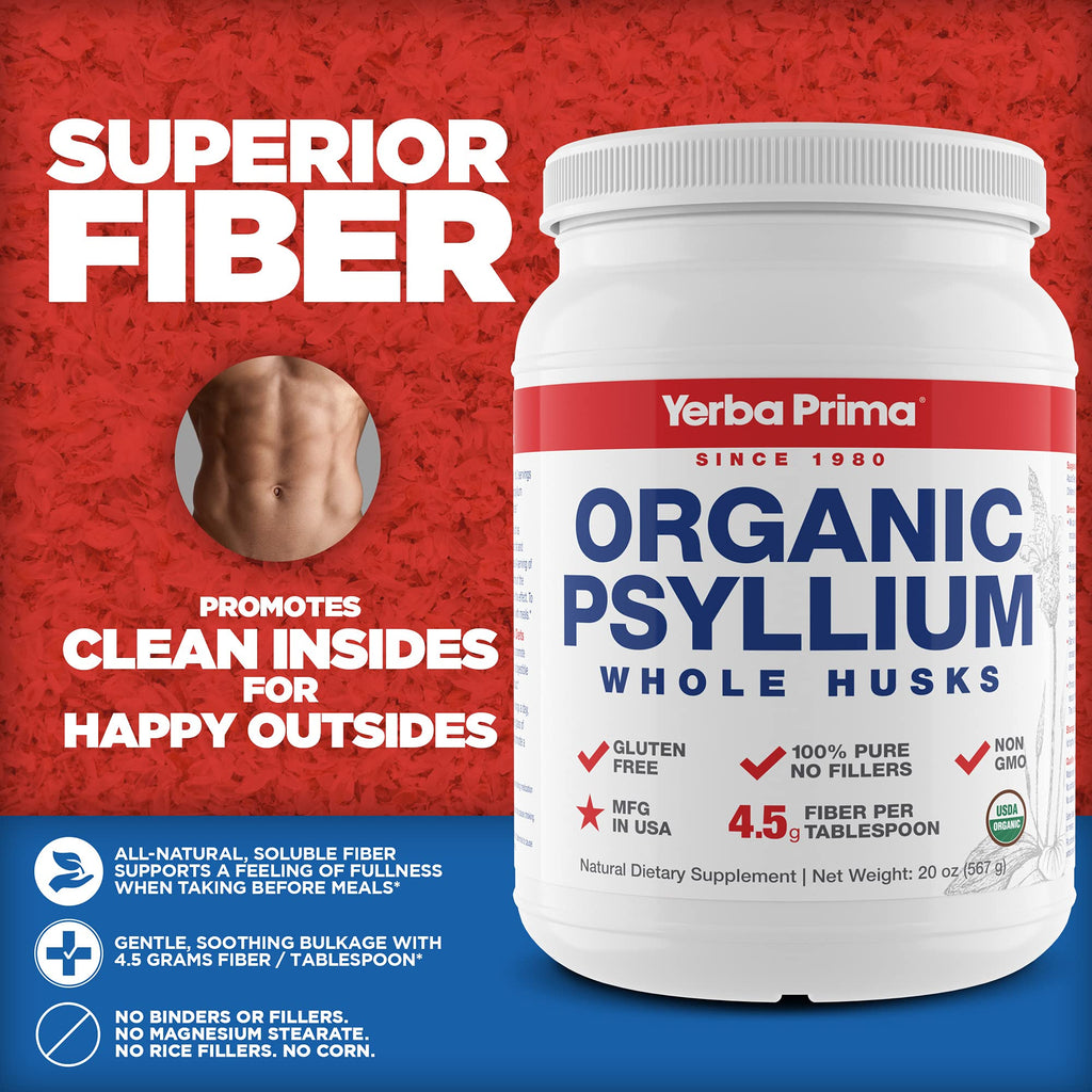 Organic Whole Psyllium Husks Fiber 20 oz Pack of 2 Z2058
