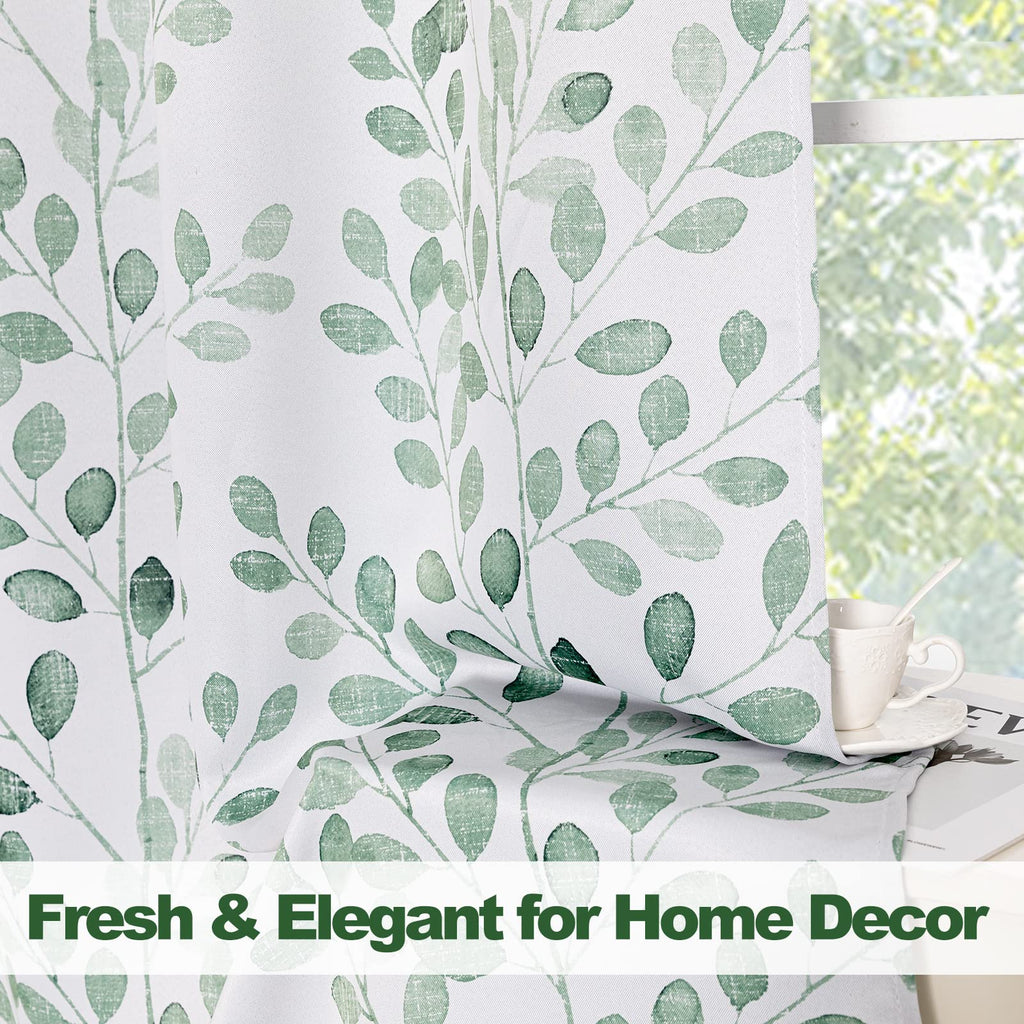 Green Leaf Curtains 84 Inch Length Grommet 2 Pcs R451