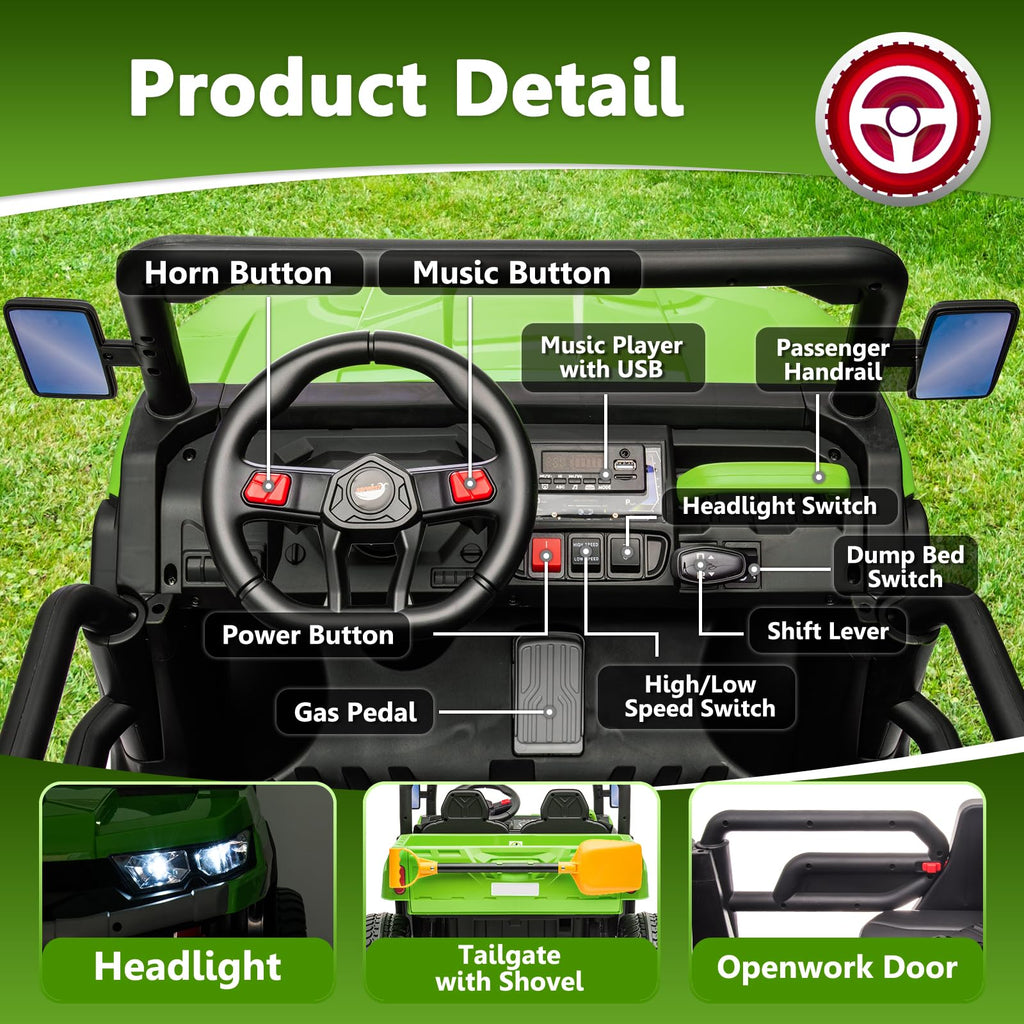 24V 2 Seater Electric Car with Dump Bed J634074