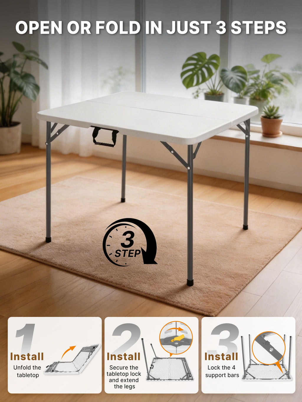 34" White Folding Card Table O838708