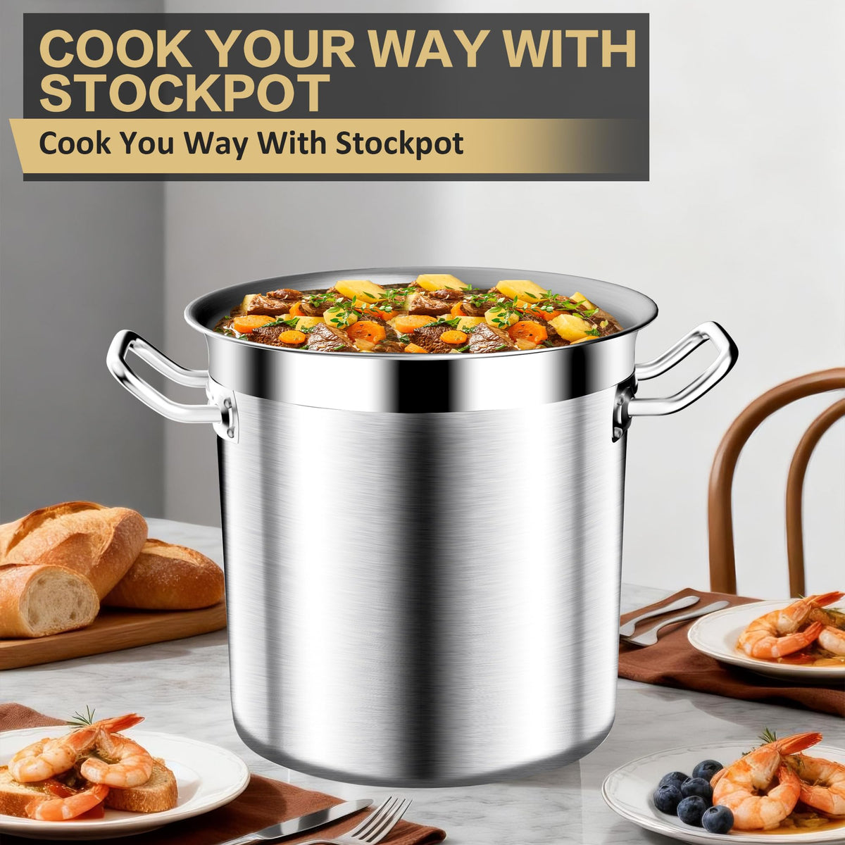 40QT Stainless Steel Stockpot with Lid N114123