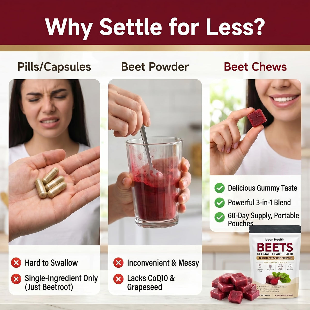 500mg Beetroot CoQ10 Grape Seed Extract Chews S911