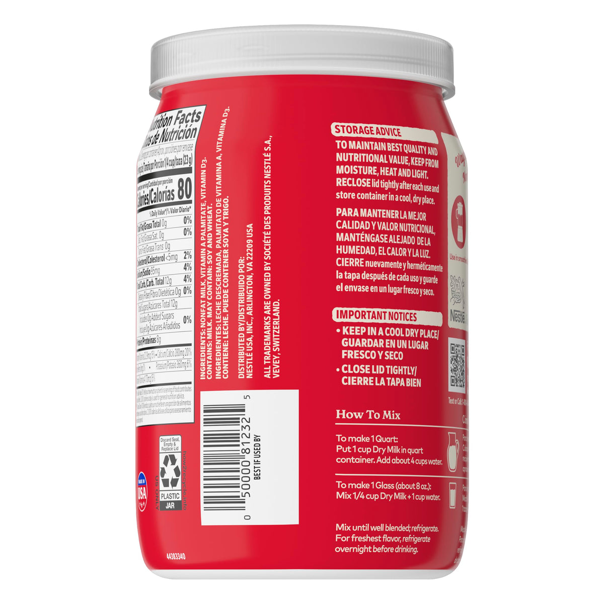 Instant Nonfat Dry Milk 6 Count 9.63 Ounce V4725