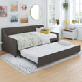 Grey Linen Twin over Twin Upholstered Daybed and Trundle Y887885