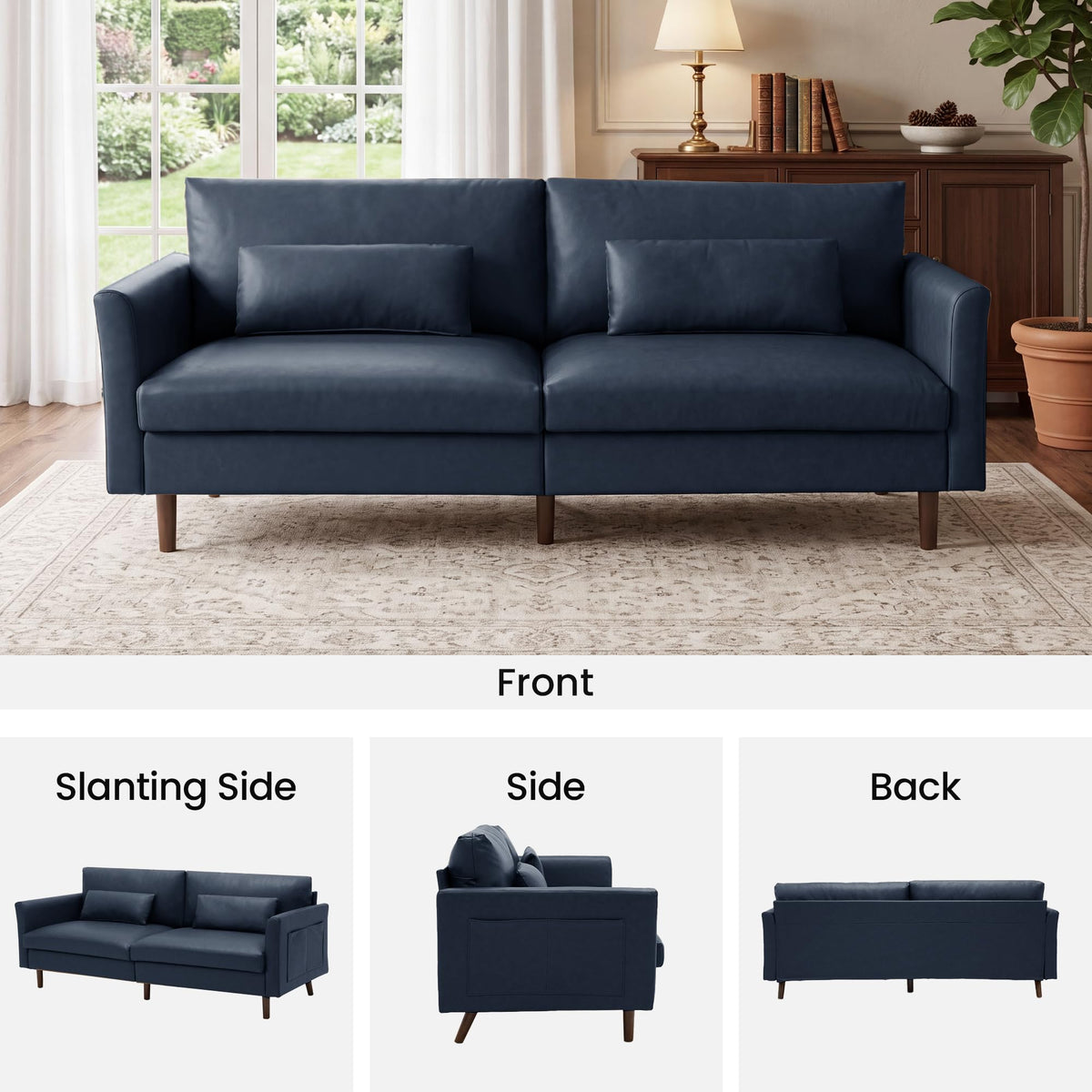 Faux Leather 3-Seater with Side Pocket N6681