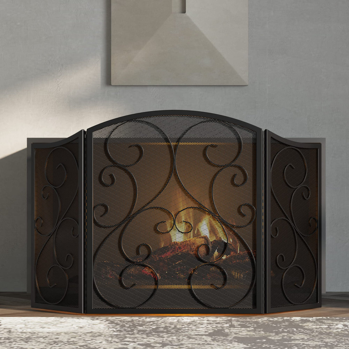 Wrought Iron Fireplace Screen 48×30 Inch P217