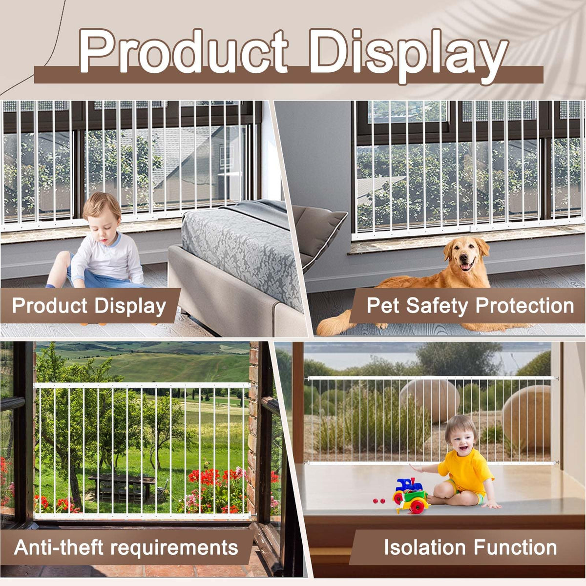 Adjustable White 4 Panel Window Guards P967