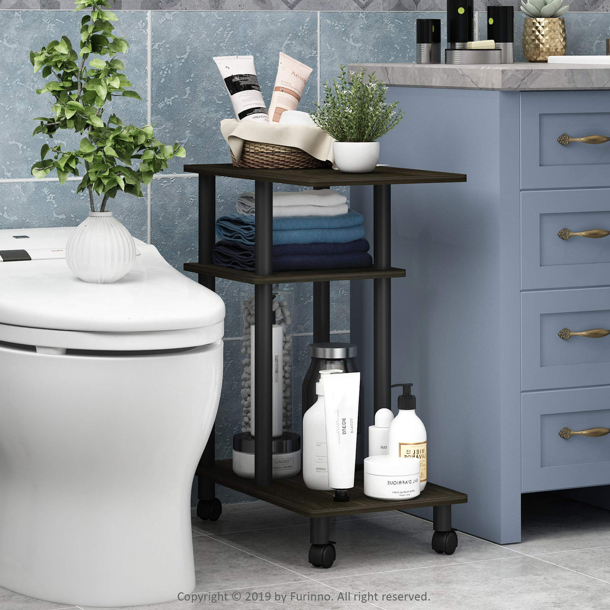 C Shaped Side Table with Casters E877