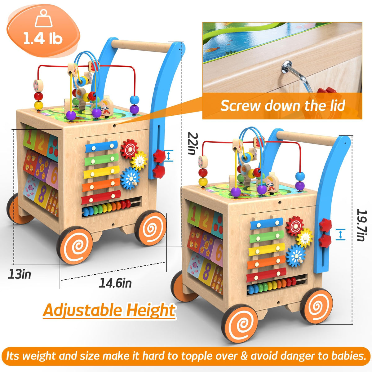 Wooden Activity Cube Walker O930452