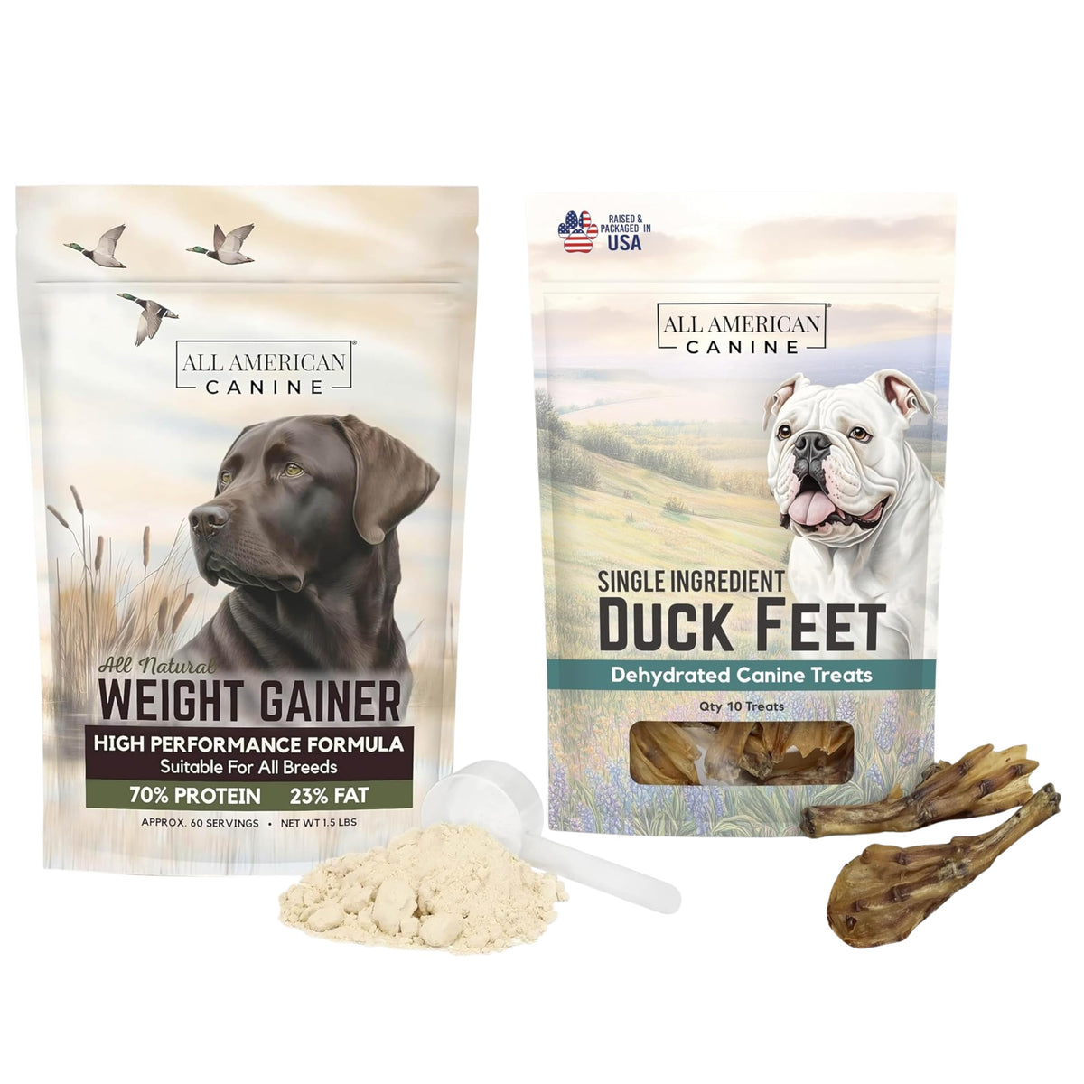 Dog Weight Gainer Powder & Duck Feet Bundle E404