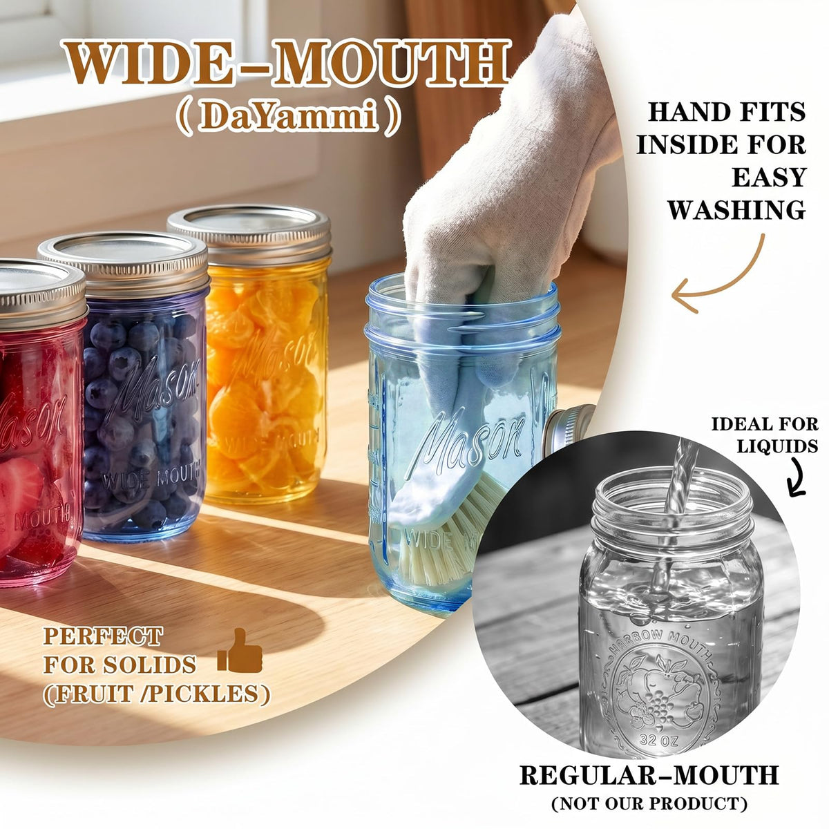 12 Pack 16 oz Wide Mouth Mason Jars with Lids W415