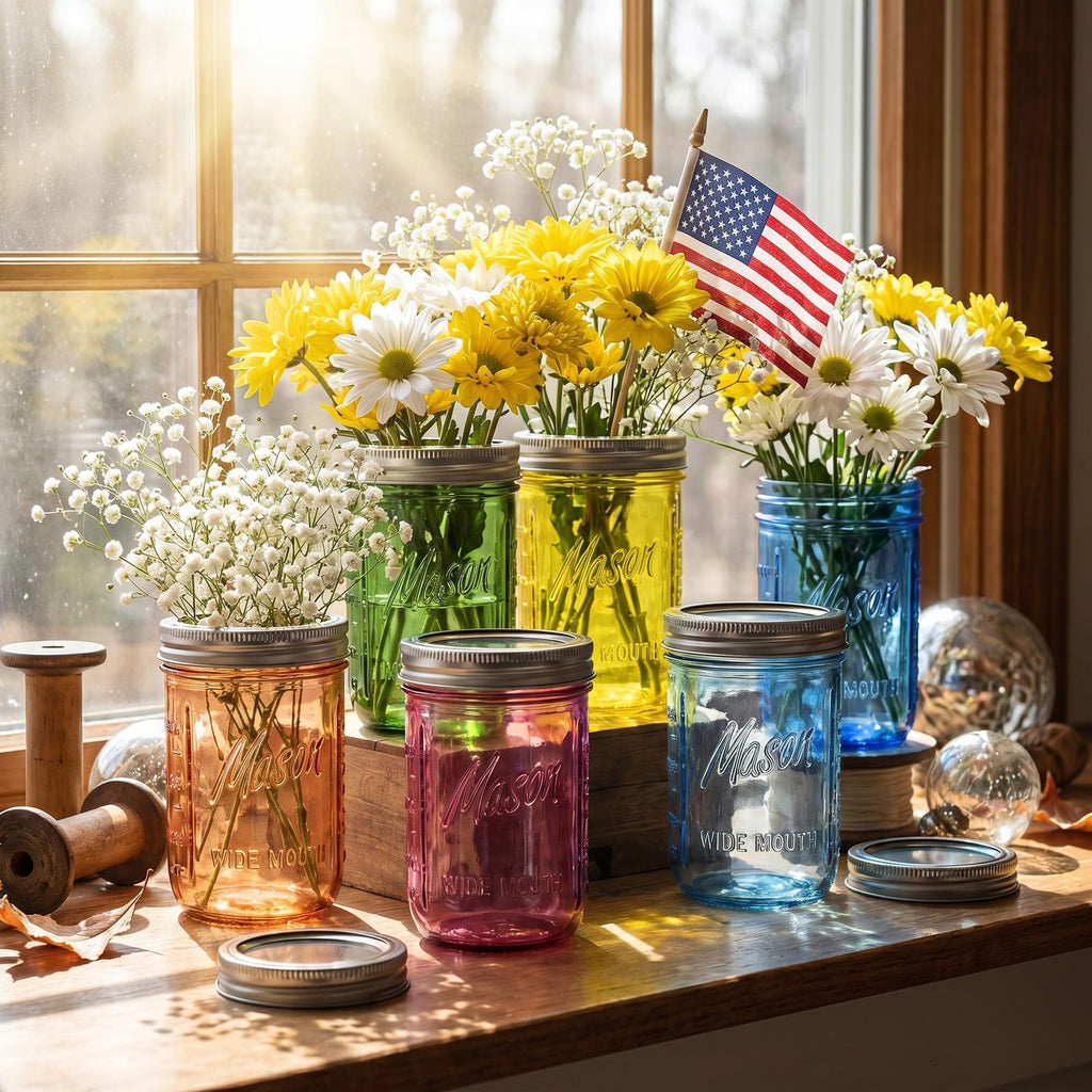 12 Pack 16 oz Wide Mouth Mason Jars with Lids W415
