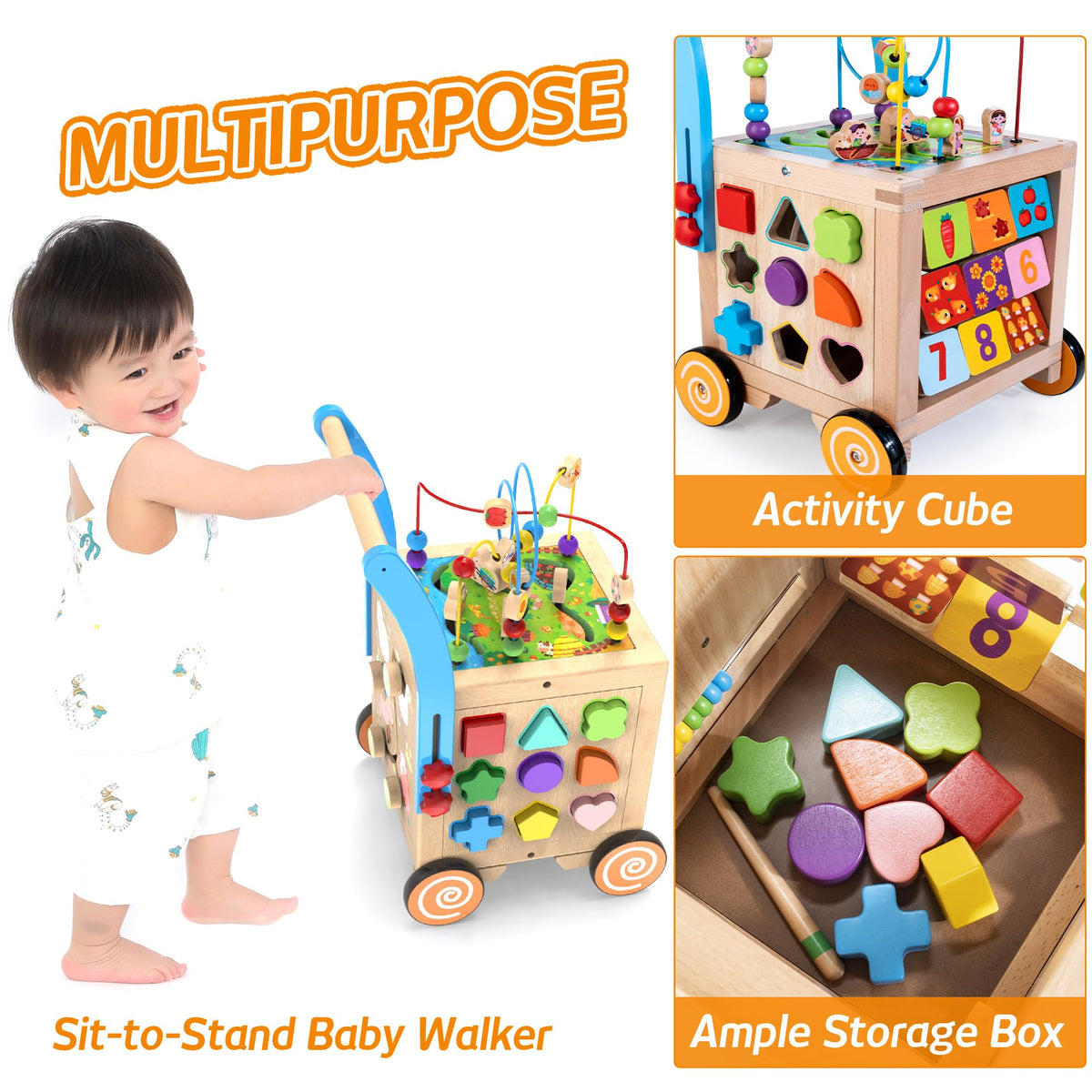 Wooden Activity Cube Walker O930452