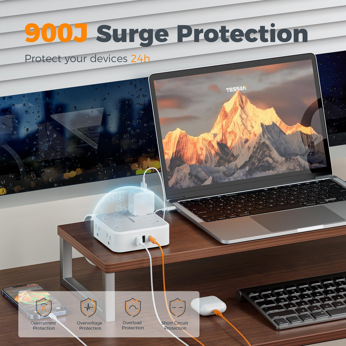 Grey 5 Ft Surge Protector Power Strip S262