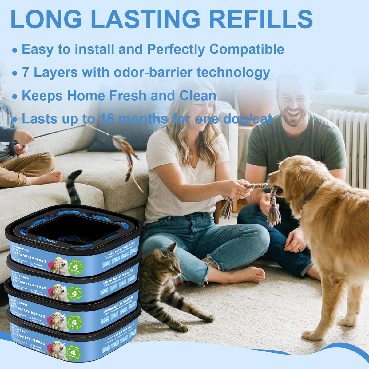 Dog Cat Poop Litter Bags 4 Pack Refill Bags S223