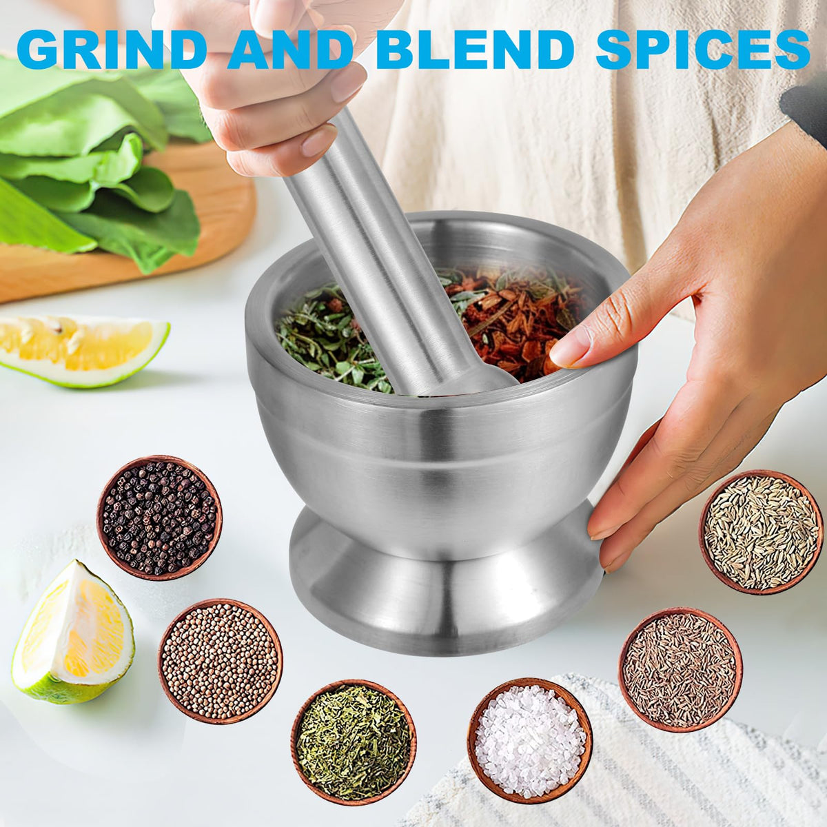 Mortar and Pestle Set Stainless Steel S942