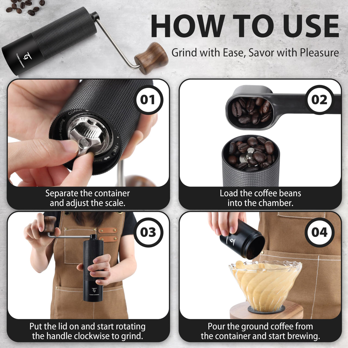 Manual Coffee Grinder with Stainless Steel Conical Burr J15481