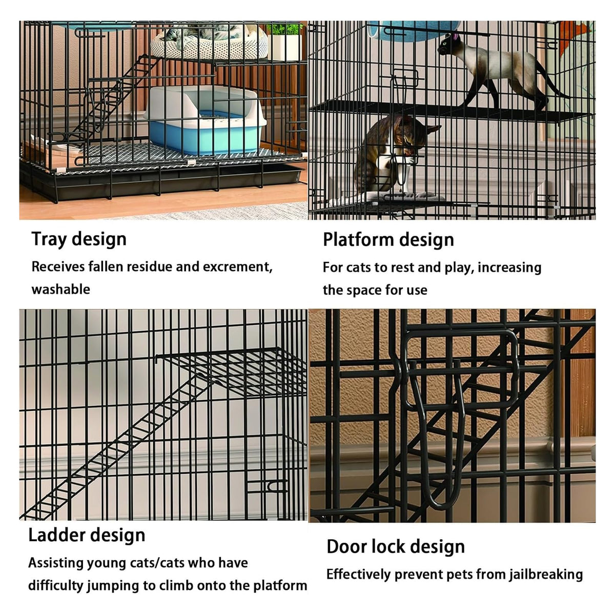 4-Tier Cat Cage with Wheels I737232