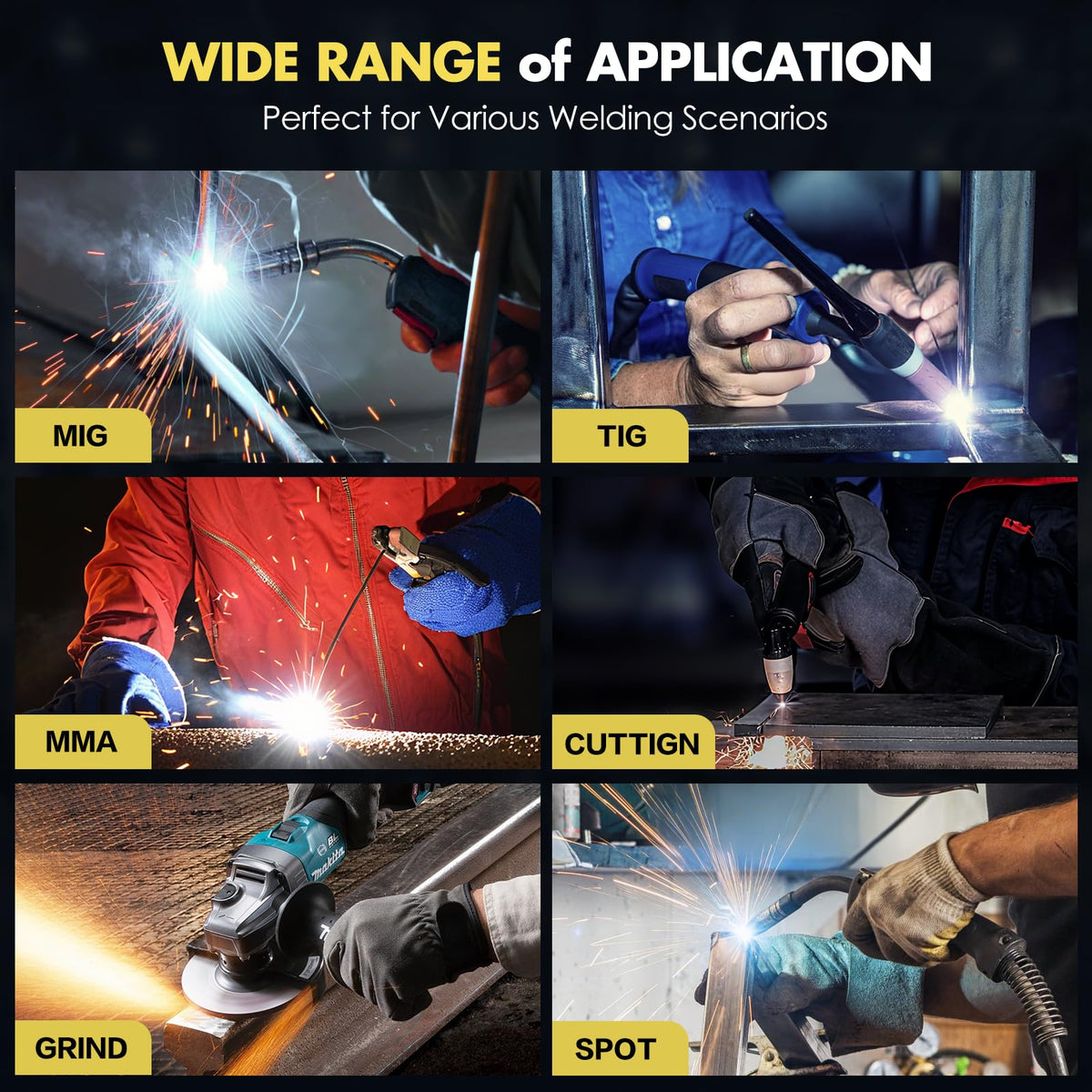 Auto Darkening Welding Helmet Large View True Color 4 Arc Sensor Solar/Battery Powered Z57956