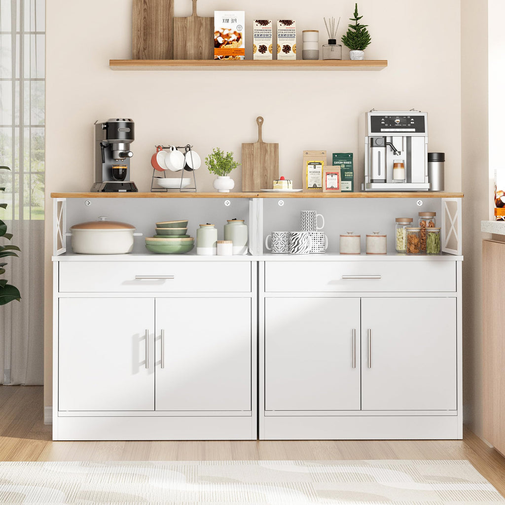 White Kitchen Buffet Cabinet with Adjustable Shelf N8392