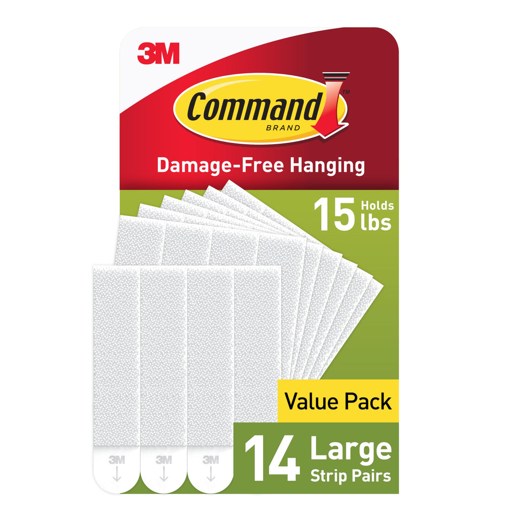 15 lb Large Picture Hanging Strips 14 Pairs White Adhesive G23768