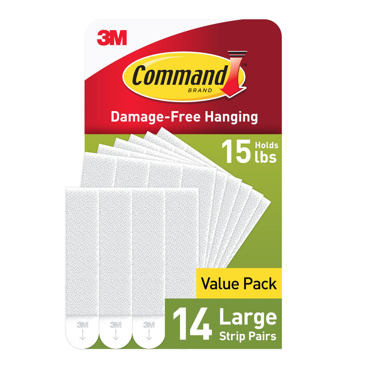 15 lb Large Picture Hanging Strips 14 Pairs White Adhesive G23768