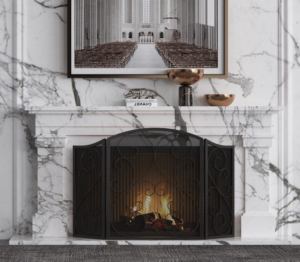 Wrought Iron Fireplace Screen 48×30 Inch P217
