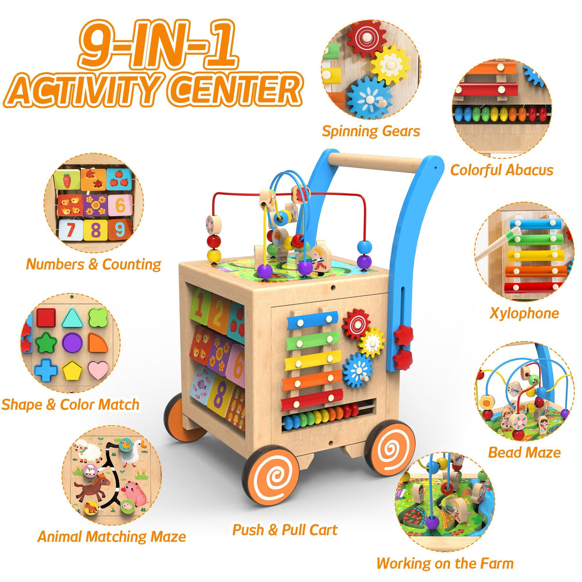 Wooden Activity Cube Walker O930452