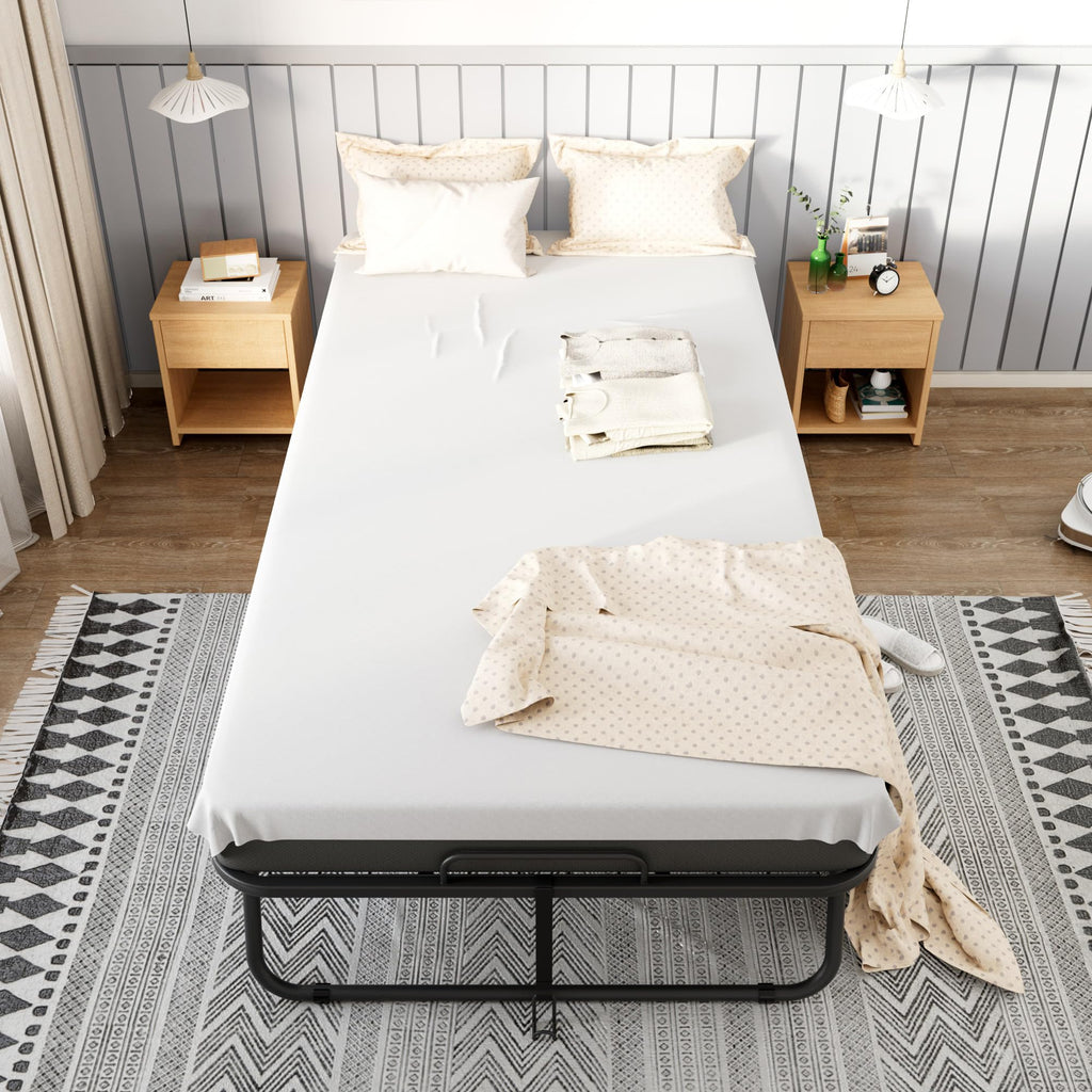Folding Bed with Mattress Metal Frame Cot Size N4266