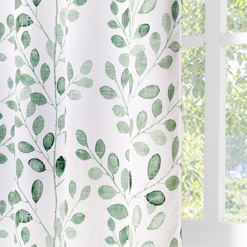 Green Leaf Curtains 84 Inch Length Grommet 2 Pcs R451