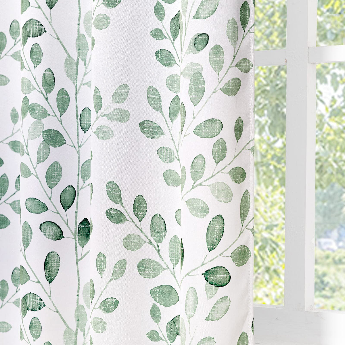 Green Leaf Curtains 84 Inch Length Grommet 2 Pcs R451