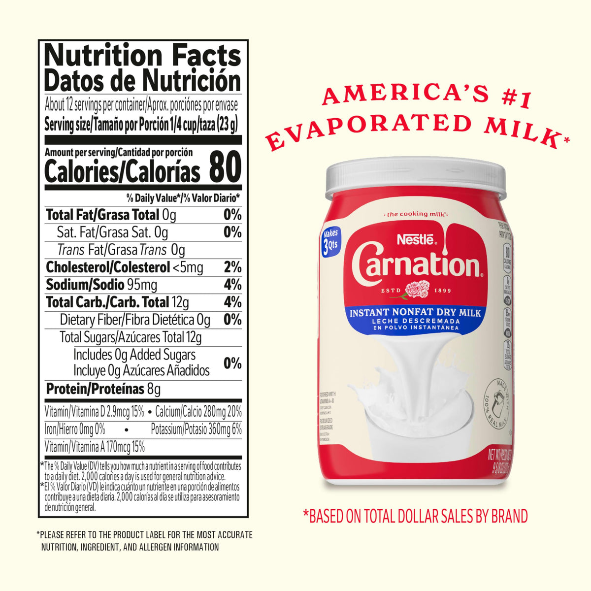 Instant Nonfat Dry Milk 6 Count 9.63 Ounce V4725
