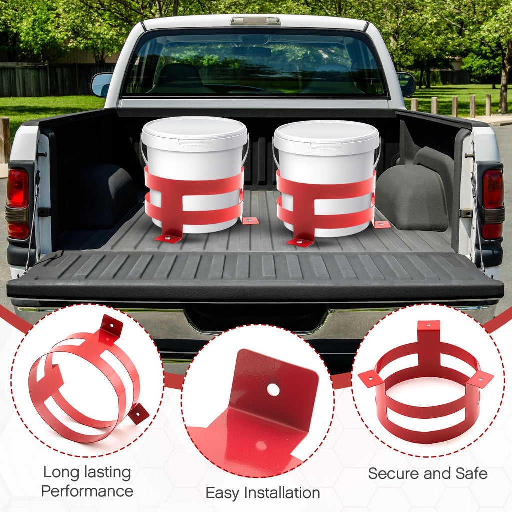 2 Pcs 5 Gallon Red Bucket Holder Mount F885
